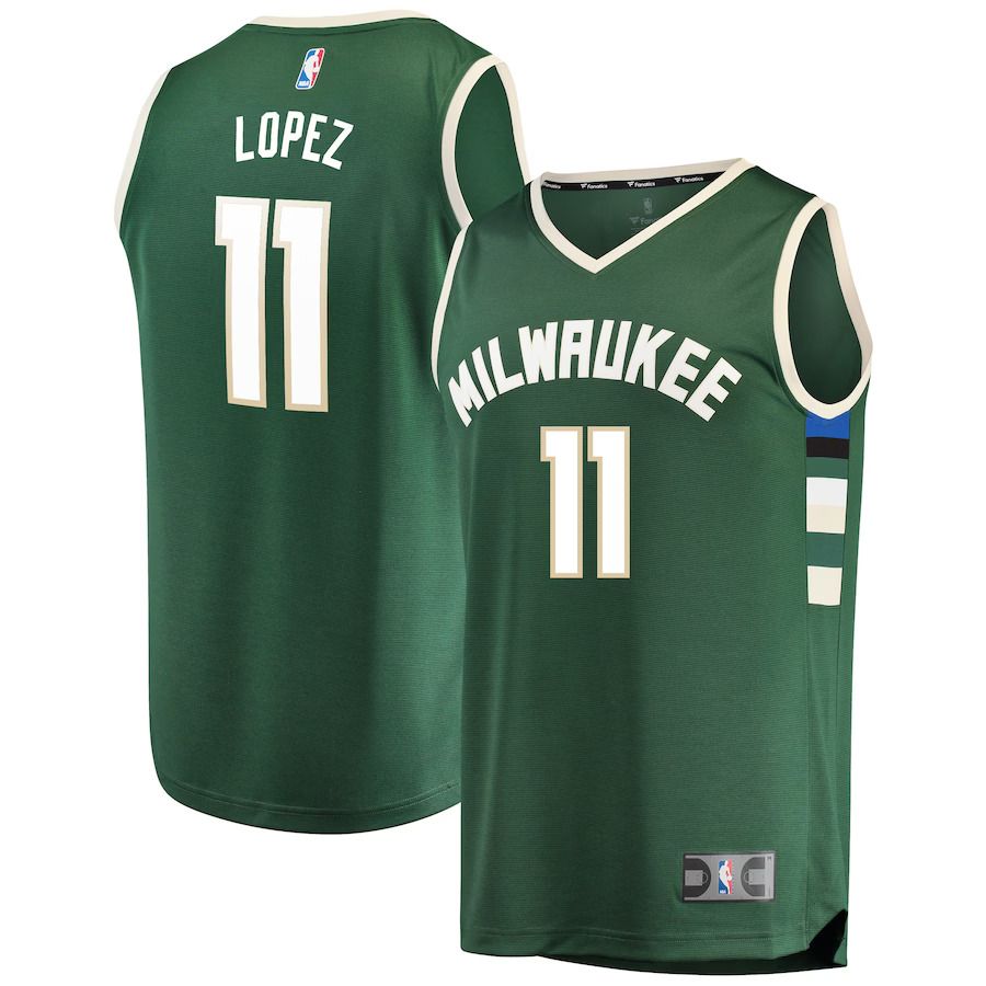 Men Milwaukee Bucks #11 Brook Lopez Fanatics Branded Green Fast Break Replica Player NBA Jersey